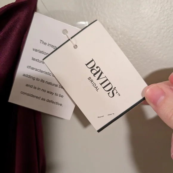 David's Bridal Wine One Shoulder Satin Dress Size 14 - Picture 4 of 7